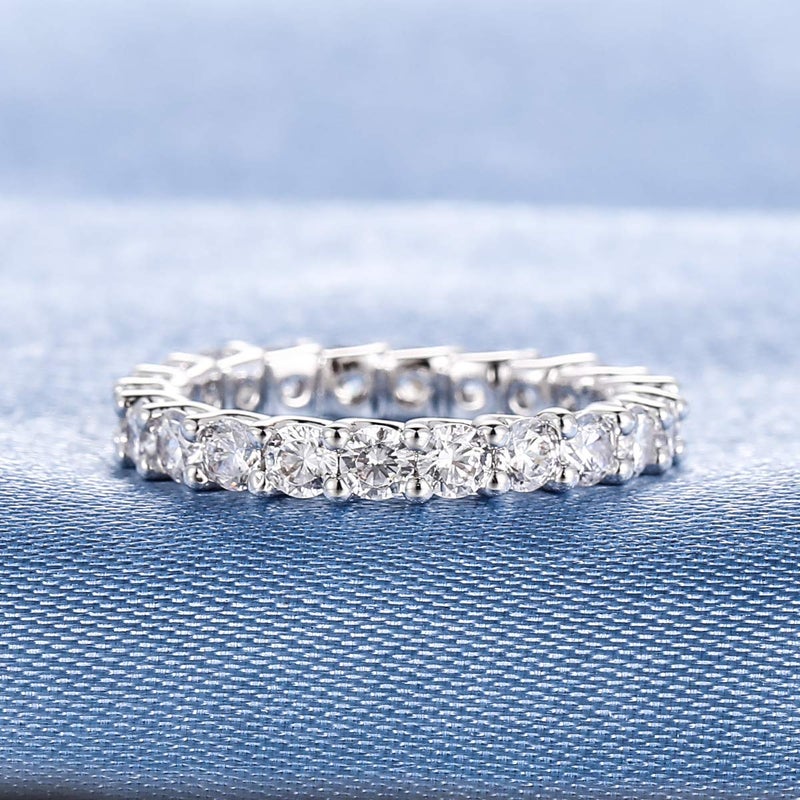 Gemsme 18K Gold Plated Cubic Zirconia Rings 3.0mm Eternity Bands Stackable Rings for Womenï¼ˆ9ï¼‰ - Image 3